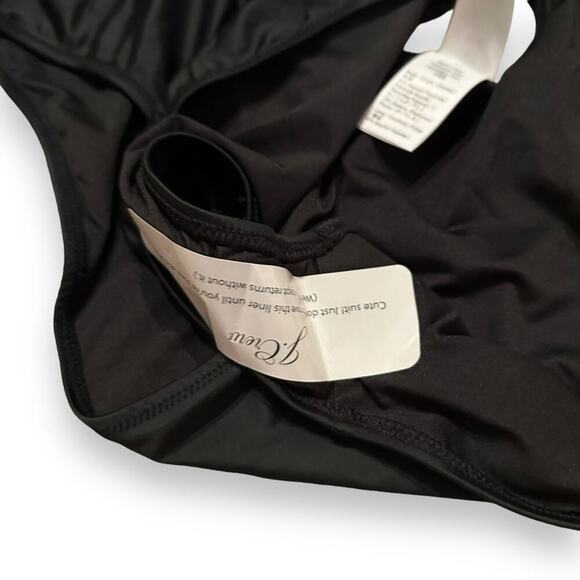 J. Crew O-Ring V-Neck One Piece Swimsuit in Black Sz 24 NEW - Picture 6 of 9